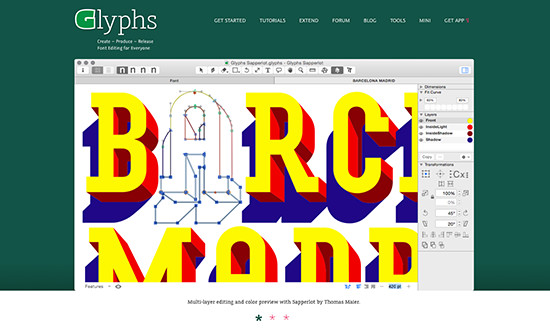 Glyphs公式サイトのスクリーンショット